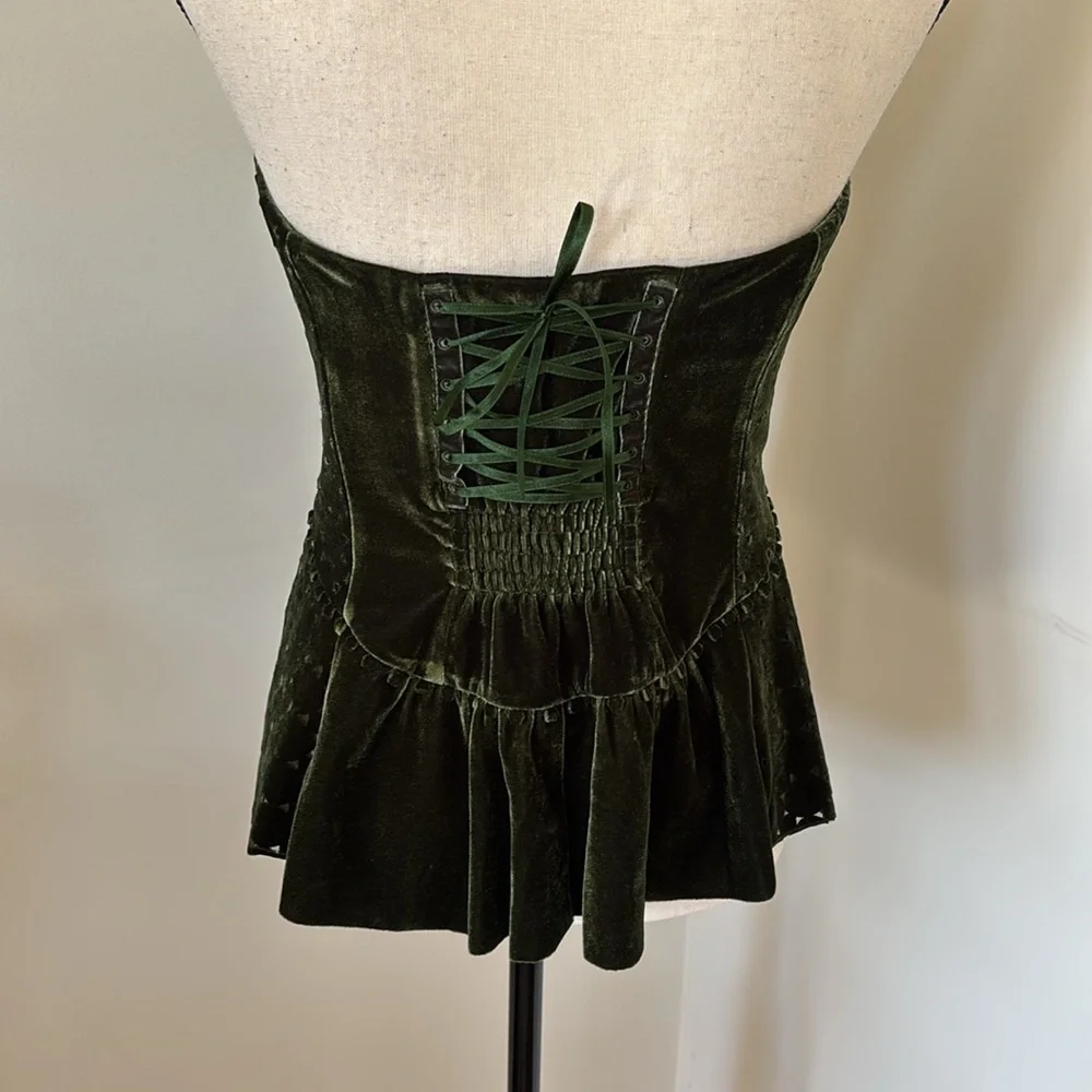 Byron Lars Dark Green Velvet Top - Picture 5 of 10